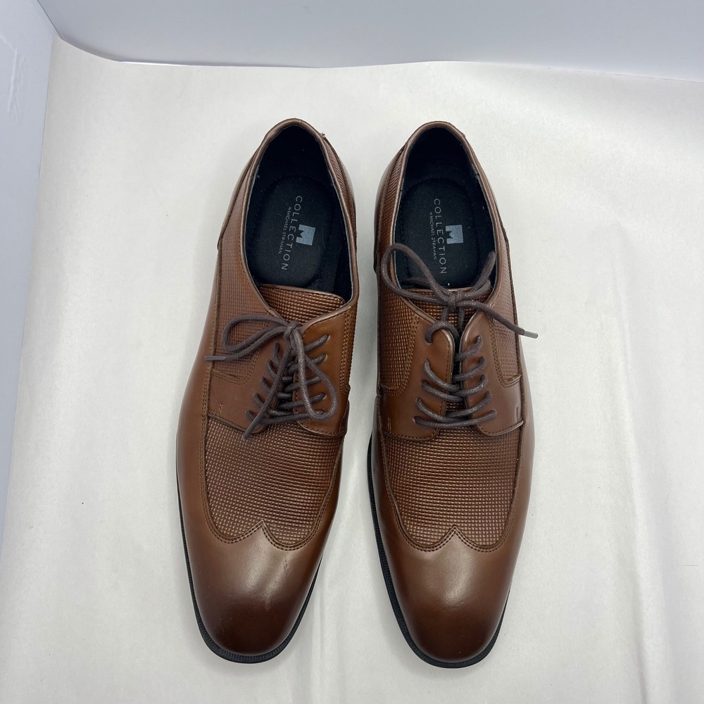 Michael Strahan Brown Dress Shoes Men 11 MS Pacific Wingtip Oxfords Preppy Laces